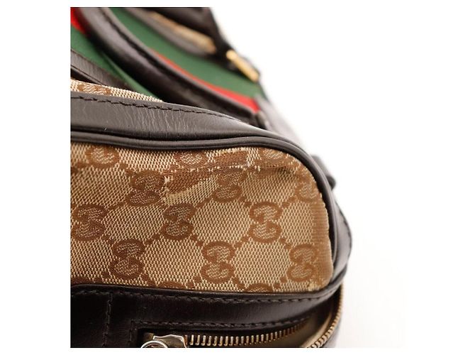 Bolso Boston Gucci GG Supreme con Banda Web Castaño Roja Verde - vista 12