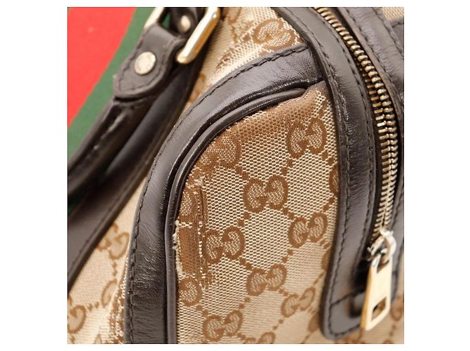 Bolso Boston Gucci GG Supreme con Banda Web Castaño Roja Verde - vista 13