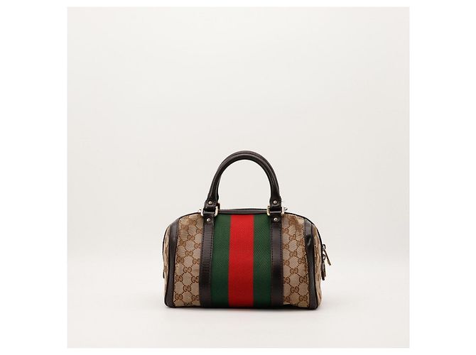 Bolso Boston Gucci GG Supreme con Banda Web Castaño Roja Verde - vista 3