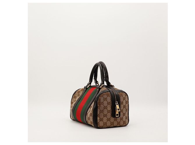 Bolso Boston Gucci GG Supreme con Banda Web Castaño Roja Verde - vista 4