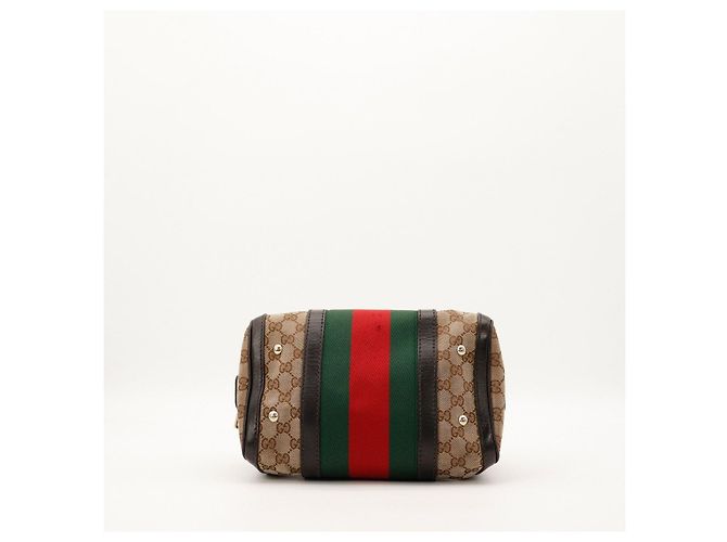 Bolso Boston Gucci GG Supreme con Banda Web Castaño Roja Verde - vista 5