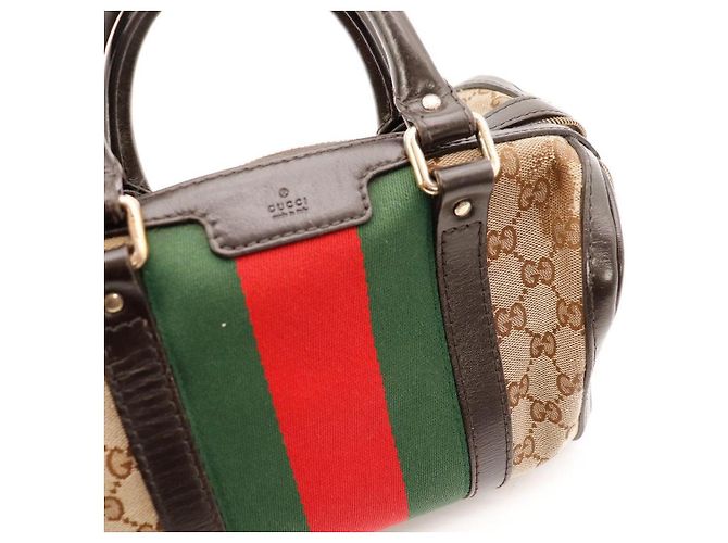 Bolso Boston Gucci GG Supreme con Banda Web Castaño Roja Verde - vista 6