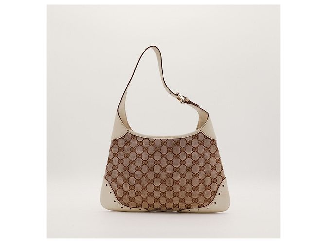 Gucci Bolso Hobo de lona monograma GG Castaño Beige - vista 3