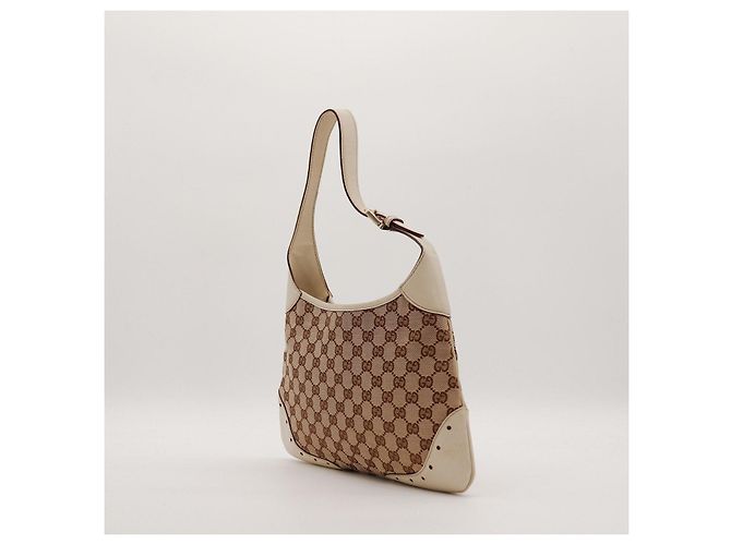 Gucci Bolso Hobo de lona monograma GG Castaño Beige - vista 4