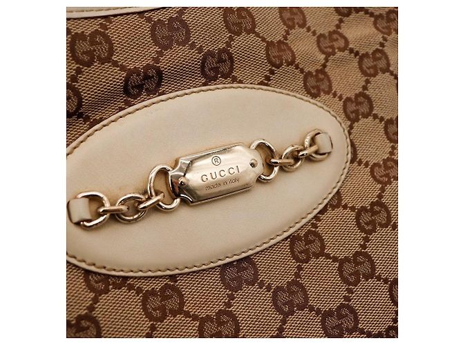 Gucci Bolso Hobo de lona monograma GG Castaño Beige - vista 6