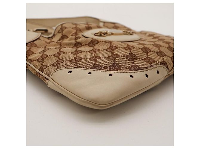 Gucci Bolso Hobo de lona monograma GG Castaño Beige - vista 8