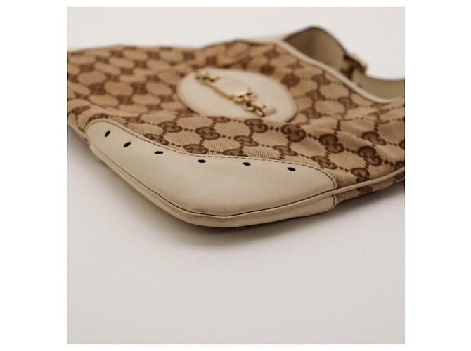 Gucci Bolso Hobo de lona monograma GG Castaño Beige - vista 9