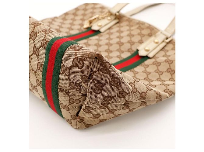Gucci Sac Cabas GG Supreme avec Bande Web Marron Rouge Vert - vue 10