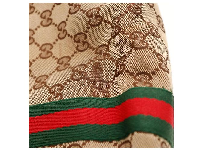 Gucci Sac Cabas GG Supreme avec Bande Web Marron Rouge Vert - vue 11