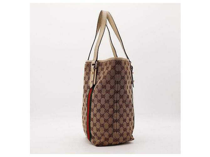 Gucci Sac Cabas GG Supreme avec Bande Web Marron Rouge Vert - vue 2