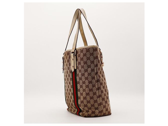 Gucci Sac Cabas GG Supreme avec Bande Web Marron Rouge Vert - vue 4
