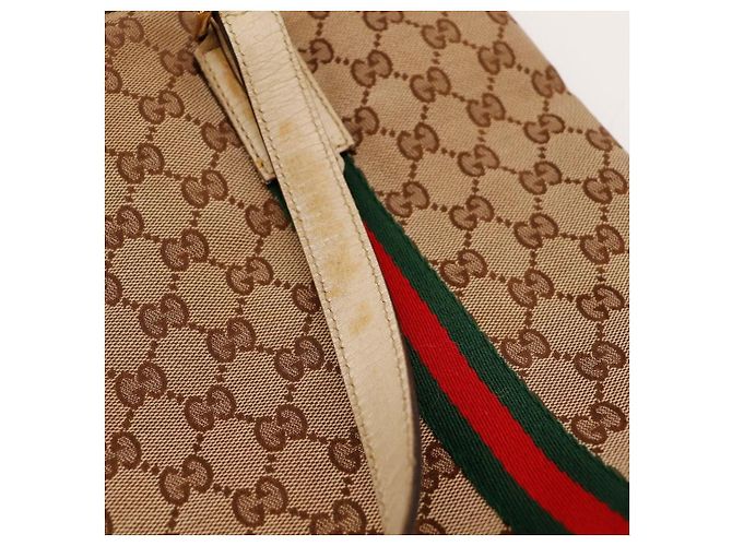 Gucci Sac Cabas GG Supreme avec Bande Web Marron Rouge Vert - vue 8