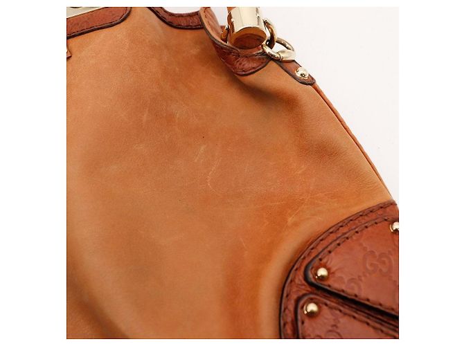 Gucci Bolsa Hobo em couro marrom com detalhes em bambu - vista 10