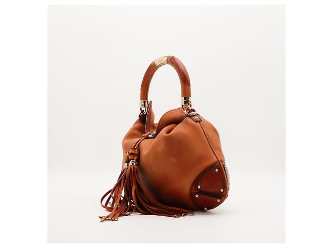 Gucci Bolsa Hobo em couro marrom com detalhes em bambu - vista 2
