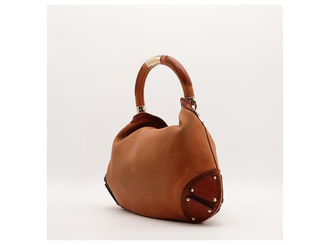 Gucci Bolsa Hobo em couro marrom com detalhes em bambu - vista 4