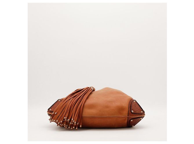 Gucci Bolsa Hobo em couro marrom com detalhes em bambu - vista 5