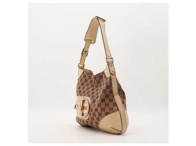 Borsa a spalla Gucci GG Supreme Canvas Horsebit Marrone Beige - vista 2