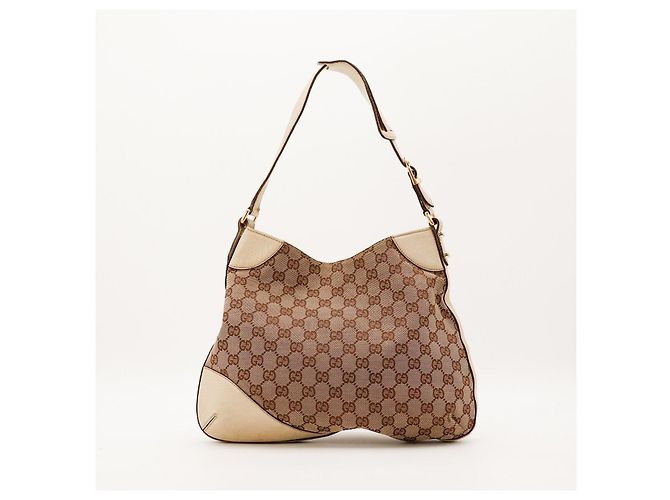Borsa a spalla Gucci GG Supreme Canvas Horsebit Marrone Beige - vista 3