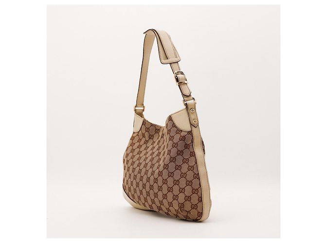 Borsa a spalla Gucci GG Supreme Canvas Horsebit Marrone Beige - vista 4