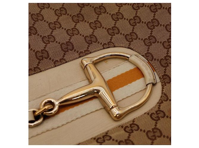 Borsa a spalla Gucci GG Supreme Canvas Horsebit Marrone Beige - vista 6