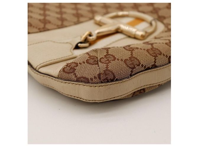 Borsa a spalla Gucci GG Supreme Canvas Horsebit Marrone Beige - vista 8
