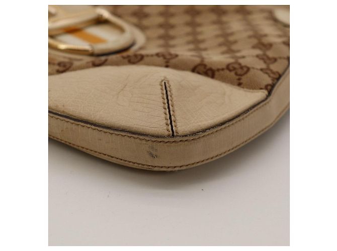 Borsa a spalla Gucci GG Supreme Canvas Horsebit Marrone Beige - vista 9