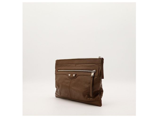 Balenciaga Pochette in pelle marrone - vista 2