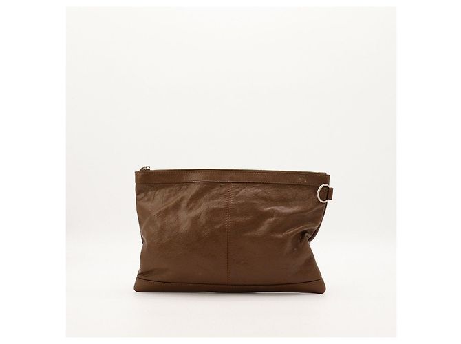 Balenciaga Pochette in pelle marrone - vista 3