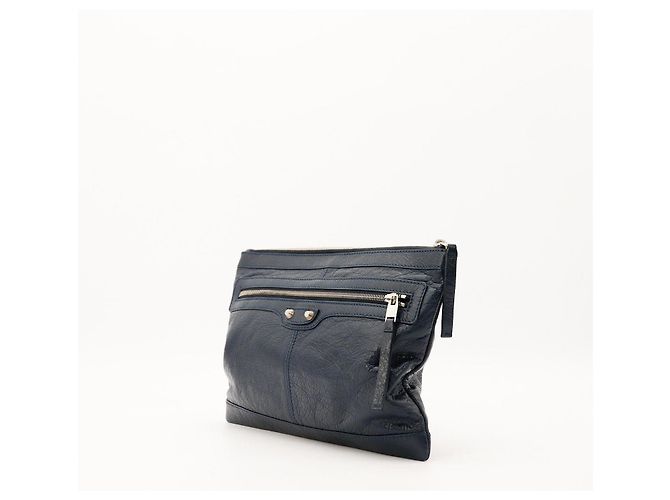Balenciaga Pochette in pelle blu navy Blu scuro - vista 2
