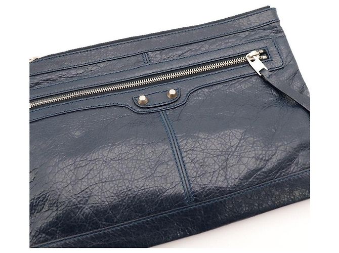 Balenciaga Pochette in pelle blu navy Blu scuro - vista 6