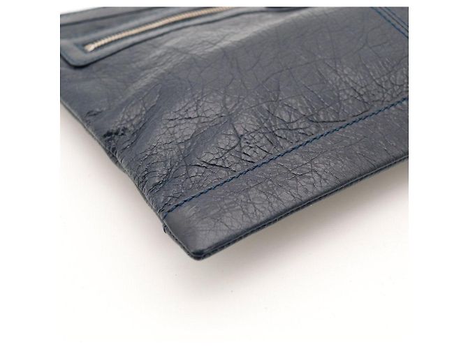 Balenciaga Pochette in pelle blu navy Blu scuro - vista 8