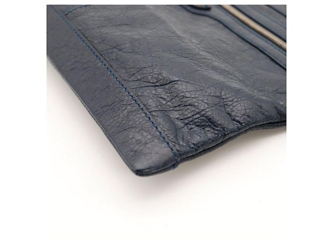 Balenciaga Pochette in pelle blu navy Blu scuro - vista 9