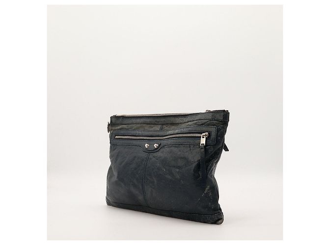 Balenciaga Classic City Aj Pochette Large in pelle blu - vista 2