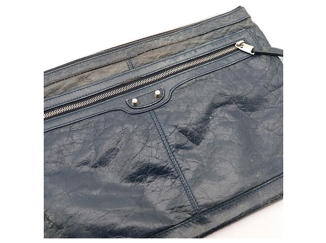 Balenciaga Classic City Aj Pochette Large in pelle blu - vista 6