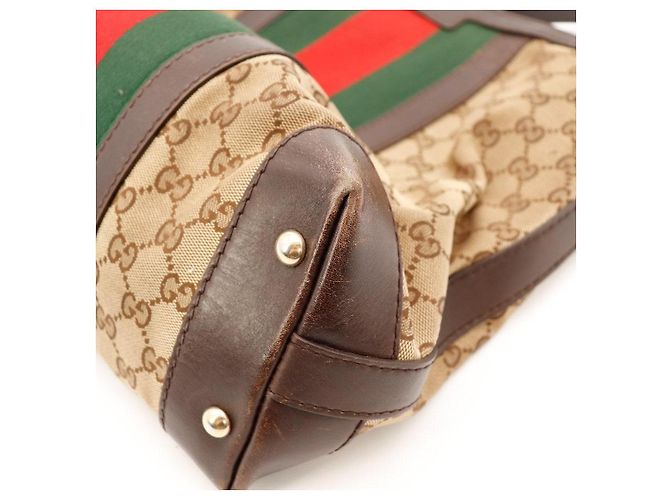 Gucci Borsa Hobo in tela GG Supreme con striscia Web Marrone Rosso Beige Verde - vista 10