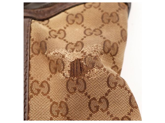 Gucci Borsa Hobo in tela GG Supreme con striscia Web Marrone Rosso Beige Verde - vista 11