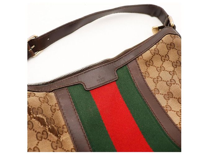 Gucci Borsa Hobo in tela GG Supreme con striscia Web Marrone Rosso Beige Verde - vista 6