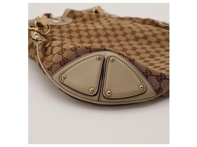 Bolsa hobo Gucci GG Monogram Canvas Bamboo Tassel Marrom Bege - vista 10