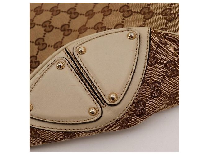 Bolsa hobo Gucci GG Monogram Canvas Bamboo Tassel Marrom Bege - vista 11