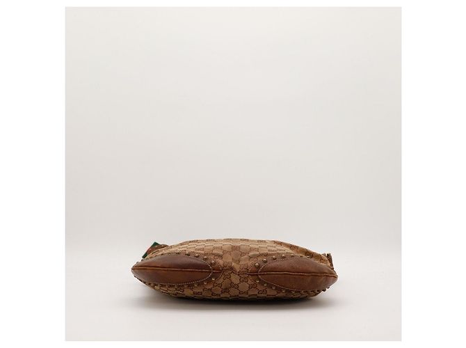 Gucci Borsa Hobo in tela monogramma GG con borchie Marrone - vista 5