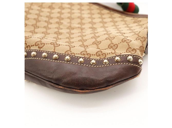 Borsa Hobo Gucci in tela monogramma GG con borchie Marrone - vista 10