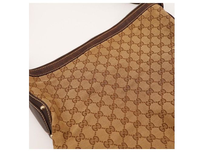 Borsa Hobo Gucci in tela monogramma GG con borchie Marrone - vista 6