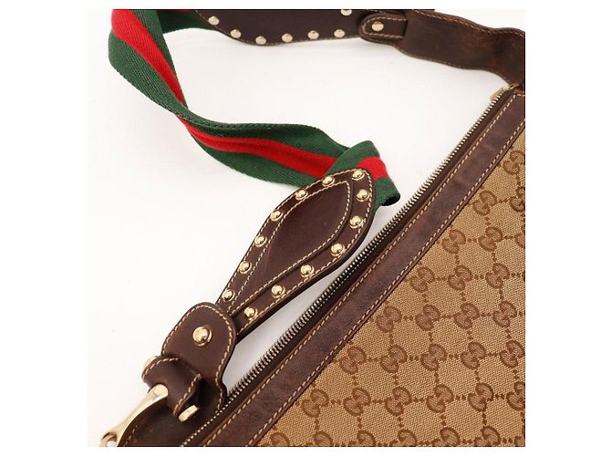 Borsa Hobo Gucci in tela monogramma GG con borchie Marrone - vista 8