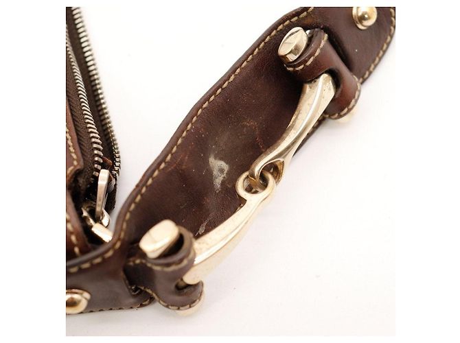 Gucci Borsa Hobo in Tela Monogram con Borchie Marrone Monogramma - vista 10