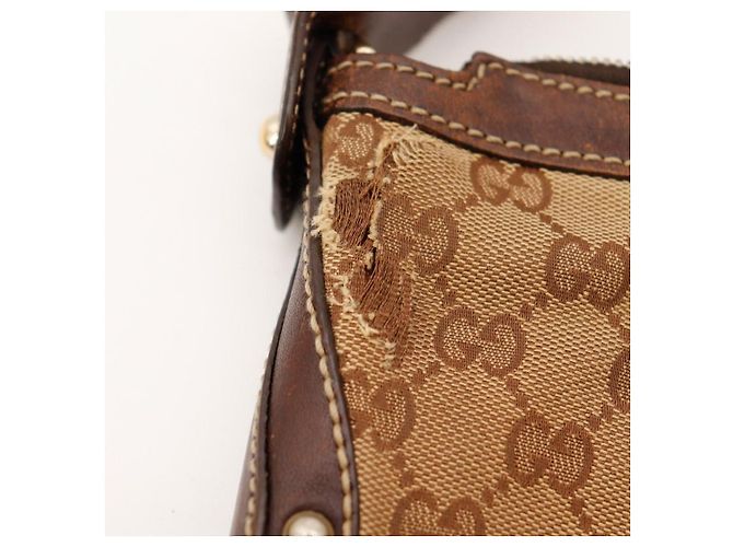 Gucci Borsa Hobo in Tela Monogram con Borchie Marrone Monogramma - vista 11