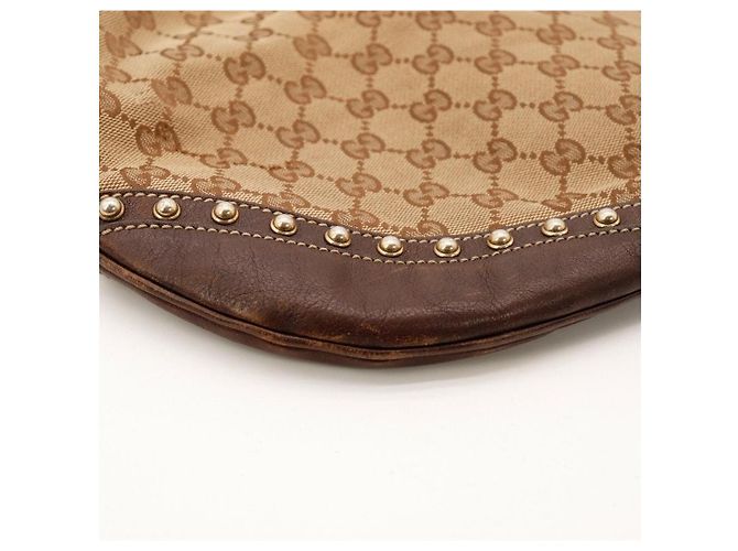 Gucci Borsa Hobo in Tela Monogram con Borchie Marrone Monogramma - vista 8