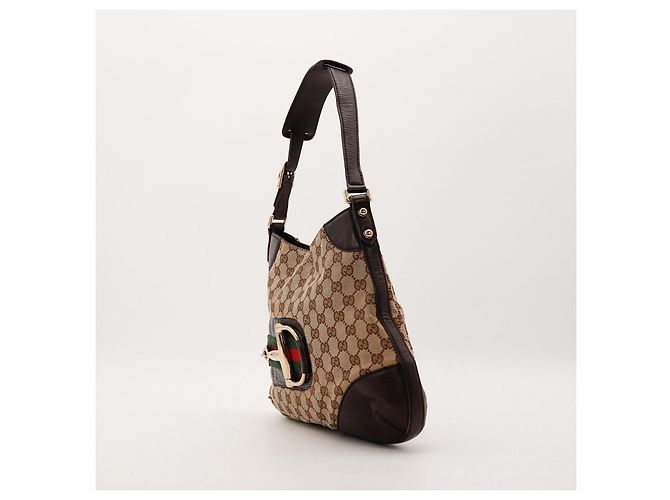 Gucci Borsa Hobo in Tela Monogramma Horsebit Marrone - vista 2