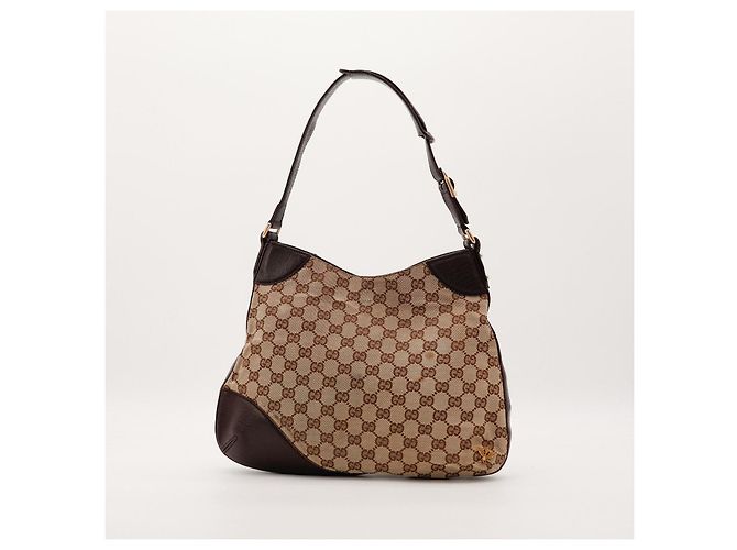 Gucci Borsa Hobo in Tela Monogramma Horsebit Marrone - vista 3
