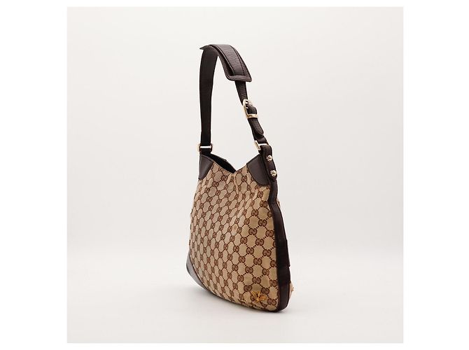 Gucci Borsa Hobo in Tela Monogramma Horsebit Marrone - vista 4
