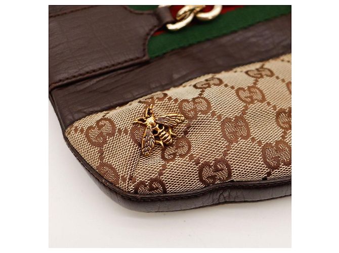 Gucci Borsa Hobo in Tela Monogramma Horsebit Marrone - vista 8